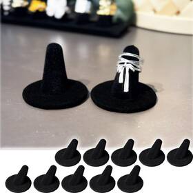 7th Velvet 433-10p Black Ring Display Stand 10pcs Holder And Organizer