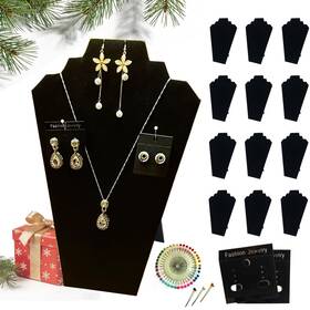 7th Velvet 712192897787 12pcs Necklace Display For Selling 12.5 Inch Jewelry Stand Dis