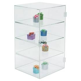 888 Display Usa 1109-b 3 Removable Shelf Acrylic Rectangular Case With Mirror Bottom -
