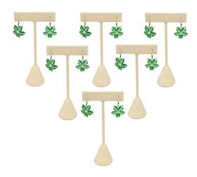 888 Display Usa Inc 731244930708 - 6 Pcs 4.75 Inch Beige Linen Earring T Stand Showcase Displays
