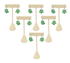 888 Display Usa Inc 731244930708 - 6 Pcs 4.75 Inch Beige Linen Earring T Stand Showcase Displays