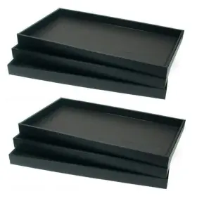 888 Display Usa Inc 750251493853 New 6-piece 1-inch Deep Black Full Size Plastic Stackable Jew