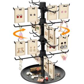 Ajingshang 4sl-bk Rotating Earring Display Stand 4-tier Jewelry For Vendors With 80 Ho