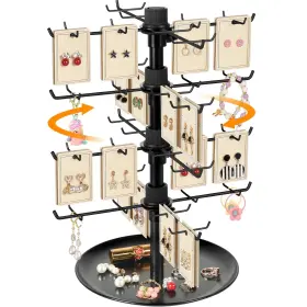 4sl-bk Ajingshang Rotating Earring Display Stand 4-tier Jewelry For Vendors With 80 Ho
