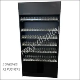 Sc-cg4bk American Dress Forms Black Wall Showcase With 72 Cigarette Pushers Adjustable 5 Shelves 79 Inch X48 X18 Sc-cg4bk American Dress Forms Black Wall Showcase With 72 Cigarette Pushers Adjustable 5 Shelves 79 Inch X48 X18