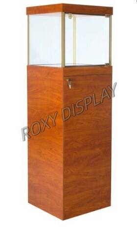 American Dress Forms Sc-m655 Glass Top Cherry Wood Exhibition Display Case - Led Lights Storage And Lock