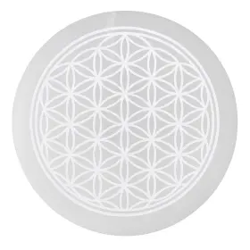 Sp-3f Anaya Agate Selenite Crystal Charging Plate - Engraved Flower Of Life Healing Stones Coas
