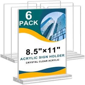 Oemshn85-6 Arrobust Acrylic Sign Holder 8.5 X 11 Double Sided Clear Display Tab
