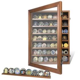 Asmileindeep Zsj0075 7 Rows Challenge Coin Holder Display Cabinet Wall Mount With Hd Tempered Glas