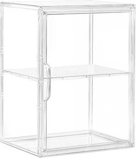 Attelite 8681gb1a Acrylic Display Case For Collectibles Clear Storage Bin With 3 Adjustable Layer