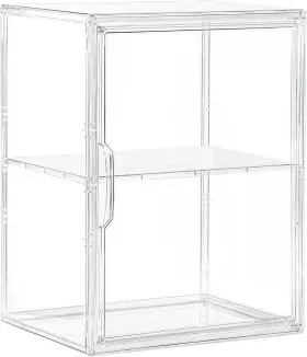 8681gb1a Attelite Acrylic Display Case For Collectibles Clear Storage Bin With 3 Adjustable Layer