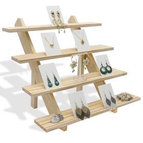 Auroal 758211191252 4-tier Wood Earring Display Stand Jewelry Towers For Market Farmers