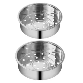 Lmq1214 Aynaxcol 2pcs Stainless Steel Metal Basket Round Steam Holder Tray Rack Stand Food Gra