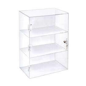Azar 255412 Acrylic Lockbox Countertop Display Case With 2 Shelves 12.375 Inch Wide