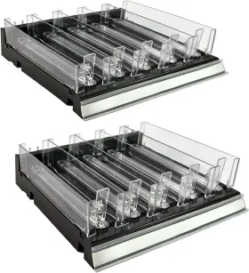 225830-tall-blk Azar Displays Tall Divider Bin Cosmetic Tray Pushers Black 2pk