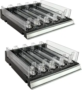 225830-tall-blk Azar Displays 850031422988 Tall Divider Bin Cosmetic Tray Pushers Black 2pk