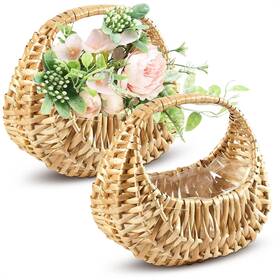 Azzori 210209ht042tz-961 Flower Girl Basket Set Of 2 Rattan Baskets With Waterproof Lining Small