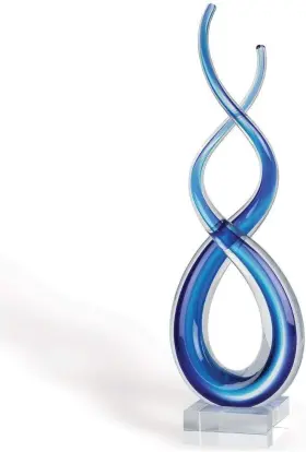 Badash 769076011586 Blue Murano-style Glass Sculpture - 9ftft Wave Art On 10 Inches