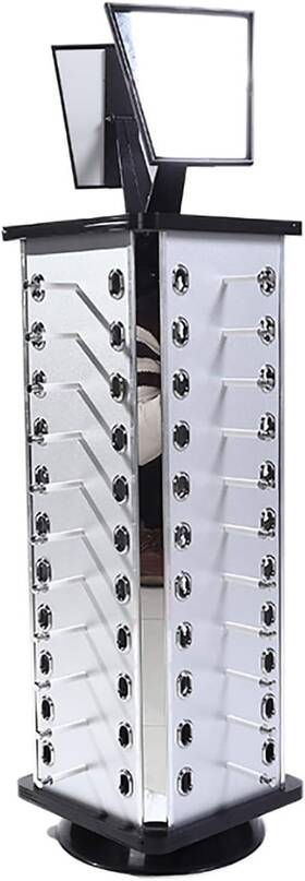 Bananun 800689634721 44pairs Glasses 360 Rotating Counter Top Sunglasses Display Rack With Mirror Square