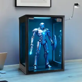 Bearut 3glass Box Wall Mounted Display Case Shadow With Rgb Lights Led Cabinet