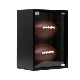 Bectsbeff 2cqh 2 Football Display Case Wall Mount - Solid Wood 98% Uv Blocking Shadow Box Fo