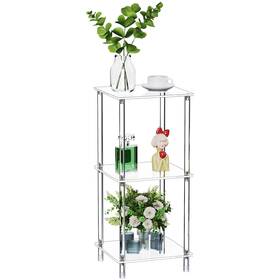 Bkemiy Jj0013-01 Clear Acrylic Side Table 11.81 Inch L X W 26.7 H 3-tier Square Corner