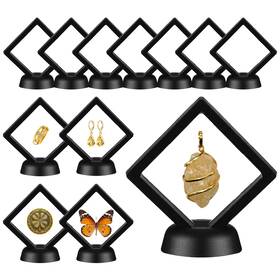 Bmhhwai 12dc27 12pcs 3d Floating Display Case 2.7in Black Clear Film Jewelry Storage Box Pl