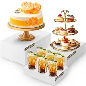 Brightrow-hnwg-4526 Brightrow 3 Pack Extra Large Acrylic Buffet Risers - 15 Inch 14 13 White