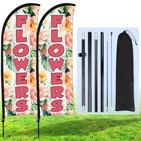 Buryeah Bo-buryeah-3316 2 Sets Flowers Feather Flag Kit 7ft Swooper For Advertising With Flag