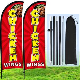 Buryeah Bo-buryeah-3418 2 Sets Chicken Wings Feather Flag Kit 7ft Swooper For Advertising Wit