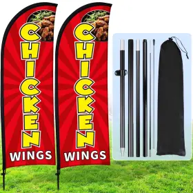 Bo-buryeah-3418 Buryeah 2 Sets Chicken Wings Feather Flag Kit 7ft Swooper For Advertising Wit Bo-buryeah-3418 Buryeah 2 Sets Chicken Wings Feather Flag Kit 7ft Swooper For Advertising Wit