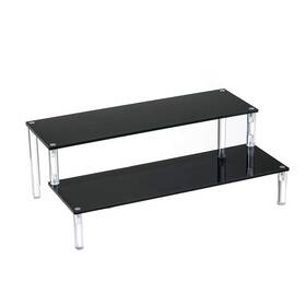 Bycy Ds-3tc Acrylic Black 2-tier Riser Display Shelf For Figures Desserts Holder C