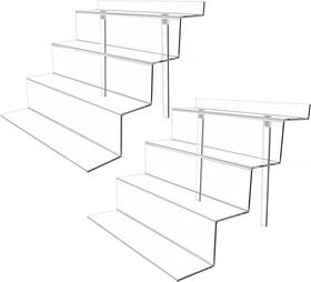 Bycy Step-4t-12 6-2pack Display Stand 4 Tier Black Riser 2 Pack Displays Perfume Organizers T