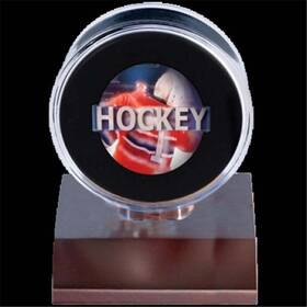 Caseys 7442781677 Wood Hockey Puck Holder - Dark