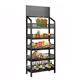 Jiazi-5 Cdduola 5 Tier Retail Display Rack Snack Organizer Stand With Wheels And Hooks Candy