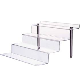 Cecolic 747356607995 Acrylic Riser Shelf 4 Tier Clear Display Stand For Collectibles Pop Figures