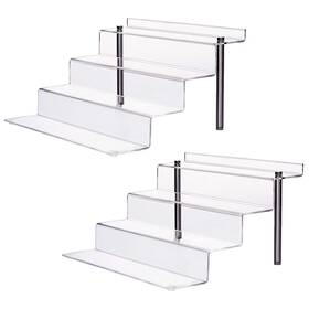 Cecolic 747356608008 Acrylic Riser Shelf 4 Tier Clear Display Stand For Collectibles Pop Figures