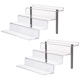Cecolic 747356608008 Acrylic Riser Shelf 4 Tier Clear Display Stand For Collectibles Pop Figures