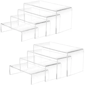Bye-4-12 Cerpourt 8 Pcs Acrylic Display Risers 8.5 Inch 7.5 7 Clear Product Stand Cupcakes H