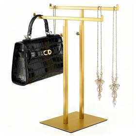 Chawtalion 768825821896 Purse Display Stand Jewelry Towers Double T-shaped Tabletop Stainless Steel
