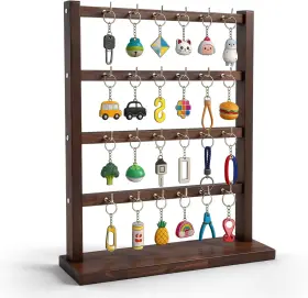 Cheerball 744759976918 Keychain Display Stand For Vendors Pine Retail Rack With 24 Hooks Keyc