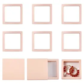 Odis-tac0002-02c-cwus-fba Cheriswelry 6pcs Pink Floating Display Boxes Frame Holder Stand Squar