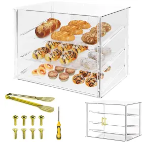 Cityjoy-3gold Cityjoy 3-tier Commercial Bakery Display Case With Removable Shelves And Magnetic Doors
