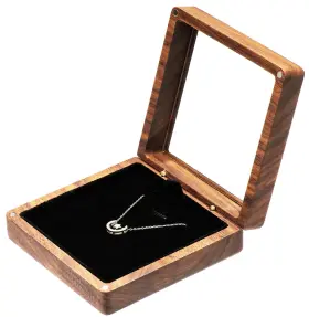 Wn5641 Cosiso Walnut Wood Necklace Pendant Box Jewelry Storage Display Case Holder With Cle