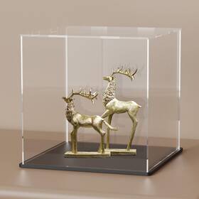Crmpro 751433494569 Acrylic Display Case With Black Base 6 Inch Square Box For Showcase Counter