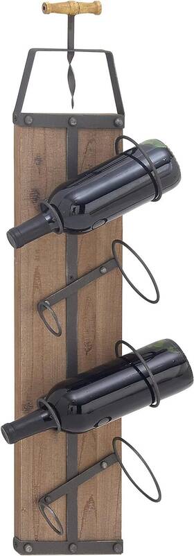 Deco 79 629721802801 Industrial Wood Rectangle Wall Wine Rack 8 Inch X 5 32 Brown