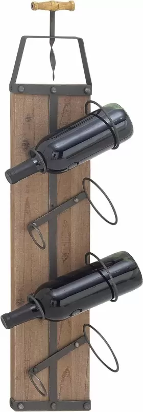 Deco 79 629721802801 Industrial Wood Rectangle Wall Wine Rack 8 Inch X 5 32 Brown