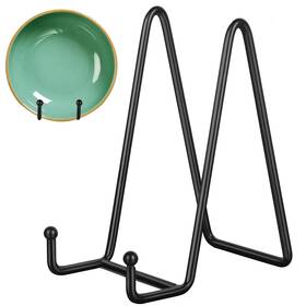 Decolore De-465 6 Inch 5 Pack Black Metal Display Stands Plate Holder Stands
