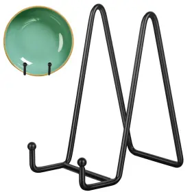 De-465 Decolore 6 Inch 5 Pack Black Metal Display Stands Plate Holder