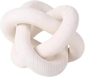 Deerwin Deer0066-dc-001 Wood Knot Chain Link Decor - 3 Boho Wooden Hand Carved Decorative White